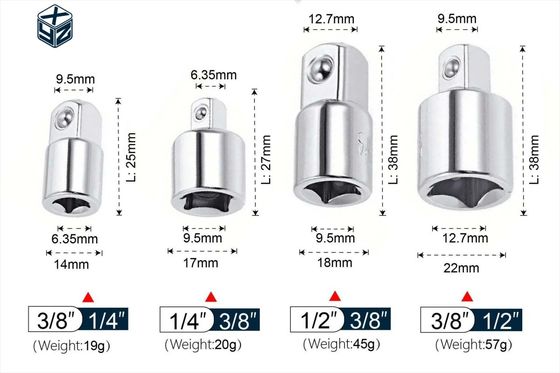 1/2&quot; Adaptore e riduttore per presa d'urto in argento con materiale CRV di finitura naturale