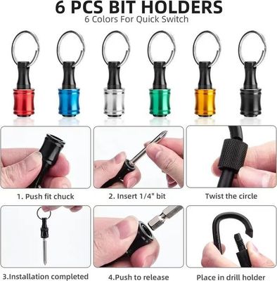 Finitura di ossido nero 6pcs rilascio rapido 1/4 pollice di scanalatore di scanalatore di scanalatore porta chiavi